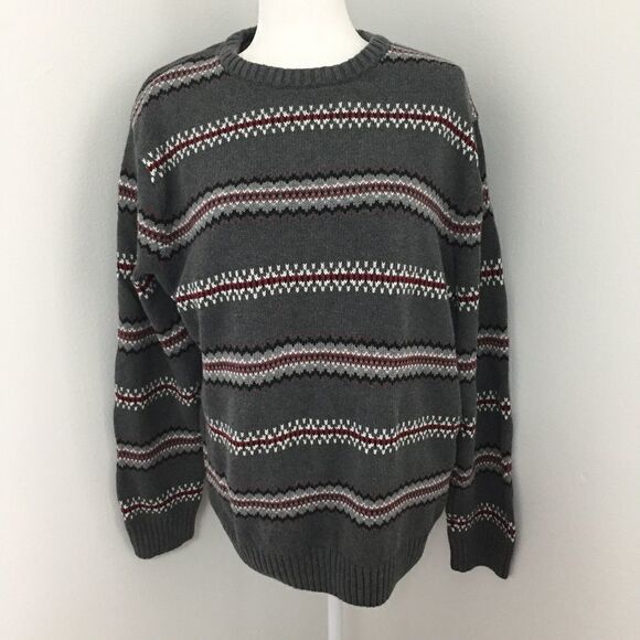 Chaps Gray Fair Isle Sweater - Picture 1 of 3